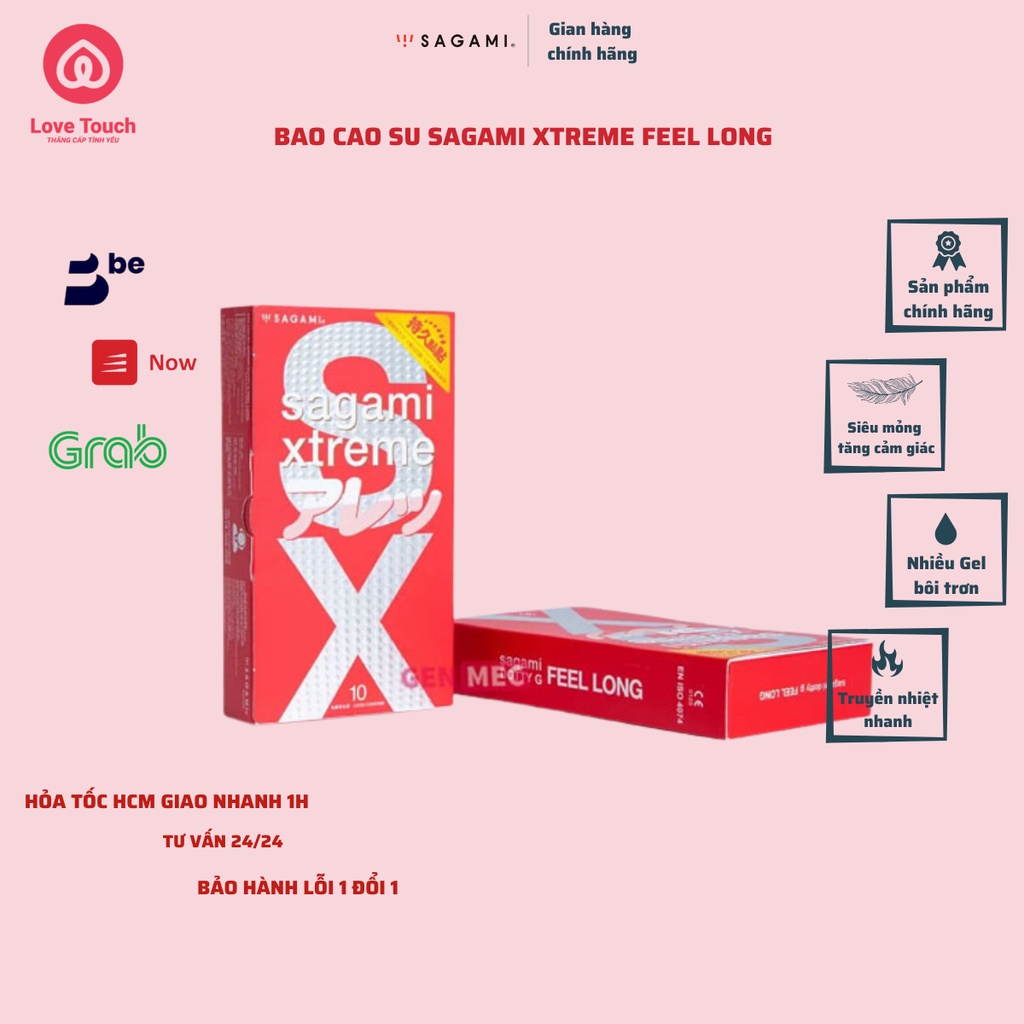 Bao cao su sagami Xtreme Feel Long gân gai siêu mỏng cao cấp - LOVE TOUCH - CHE TÊN SẢN PHẨM