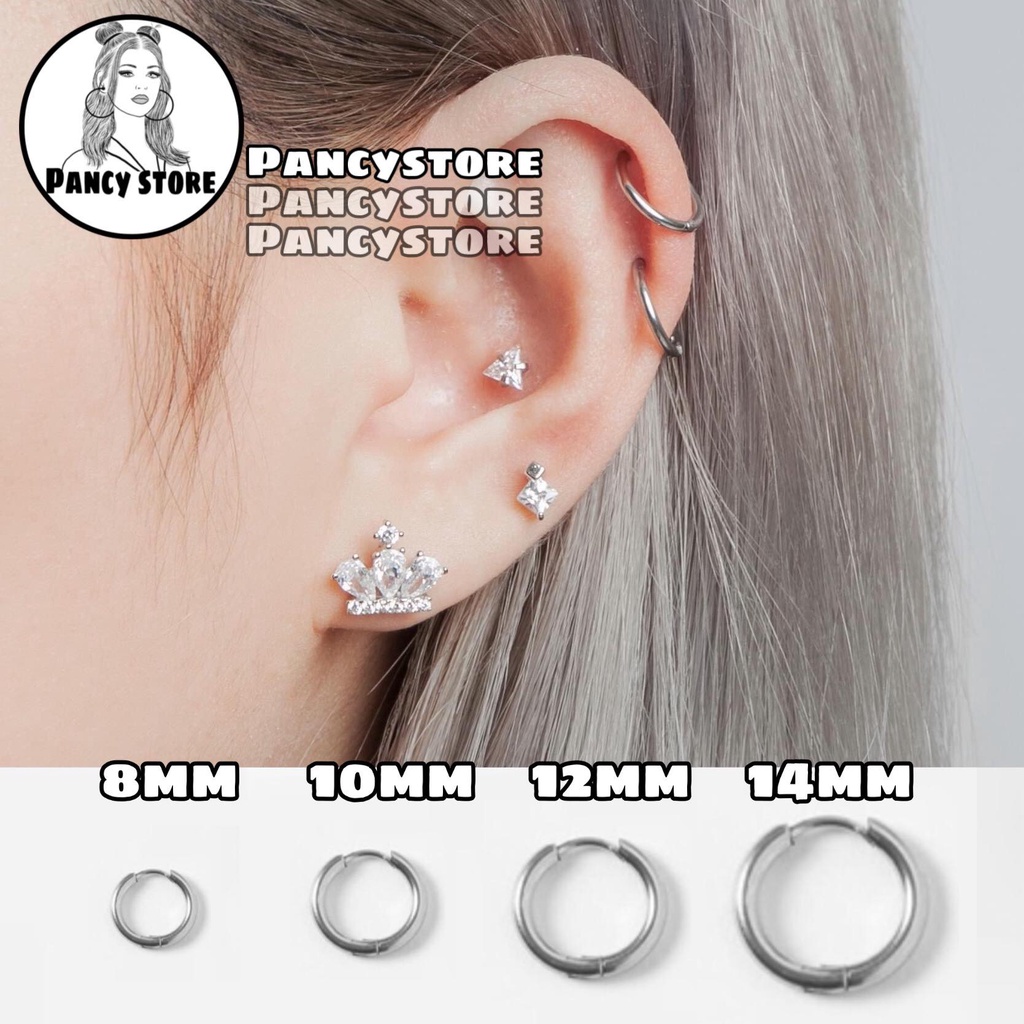 khuyên tai tròn vòng mỏng bông tai titan nam nữ