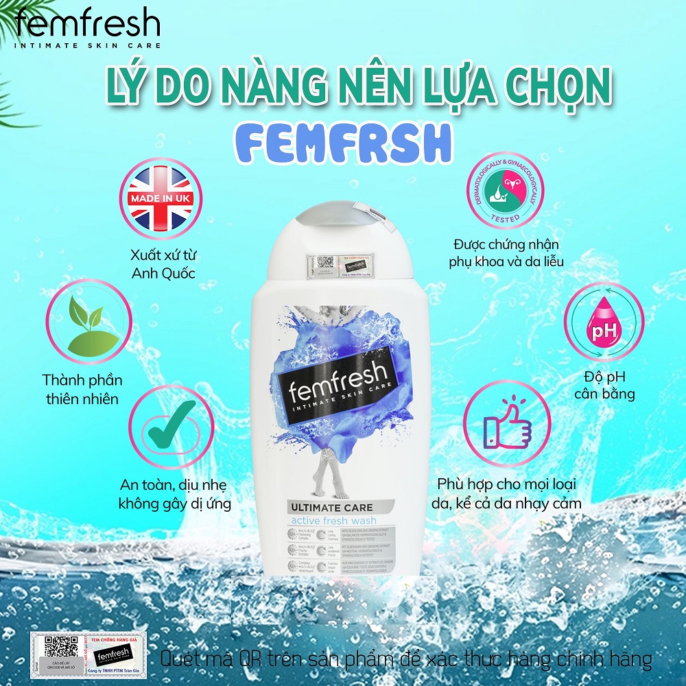 Dung dịch vệ phụ nữ Femfresh Intimate Wash Anh Quốc 250ml