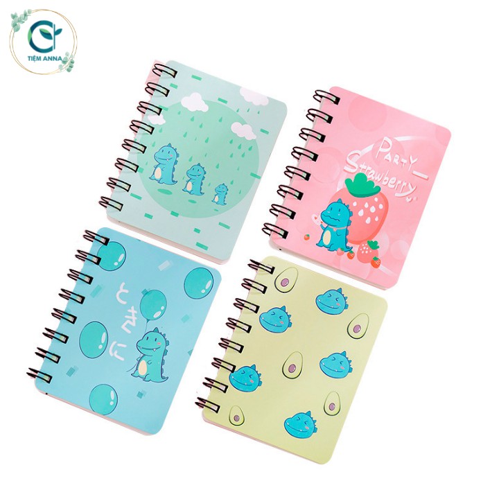 Sổ tay ghi chép mini A7 bìa khủng long xanh cute dễ thương
