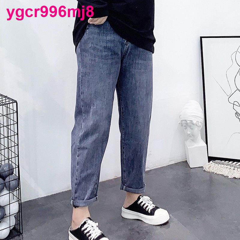 In the spring of 2021 new big yards fat younger sister high waist jeans female straight loose show thin torre wide-legg