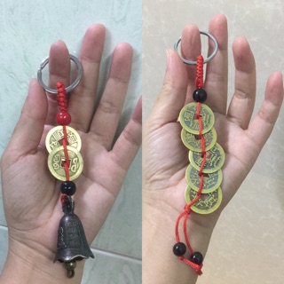 Móc Khoá Treo Xe , Đồng Tiền Tài Lộc, Bình An