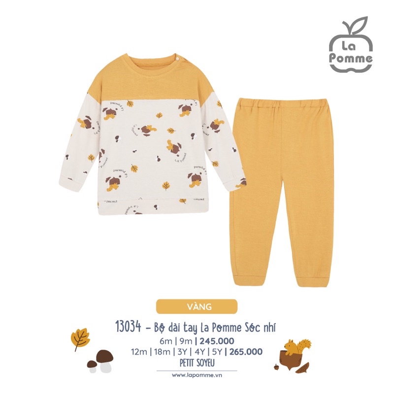 La Pomme Bộ dài tay la pomme sóc nhí AW2022