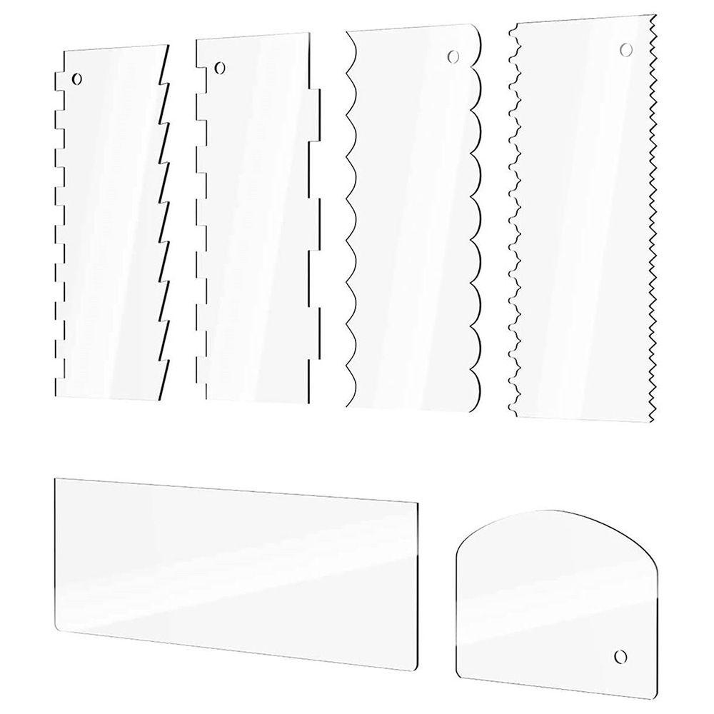 CONOPERY Set 6 Dụng Cụ Làm Mịn Răng Cưa Bánh Bằng Acrylic Trong Suốt