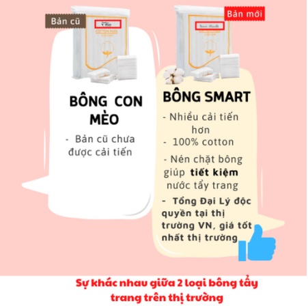 BÔNG TẨY TRANG nội địa trung 222 miếng 3 lớp túi zip tiện lợi BTT SMART