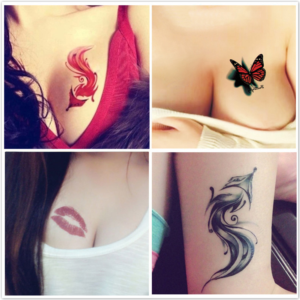 60 Hình xăm dán tạm thời họa tiết hoa và bướm nhiều màu chống thấm nước lâu trôi cho nam nữ