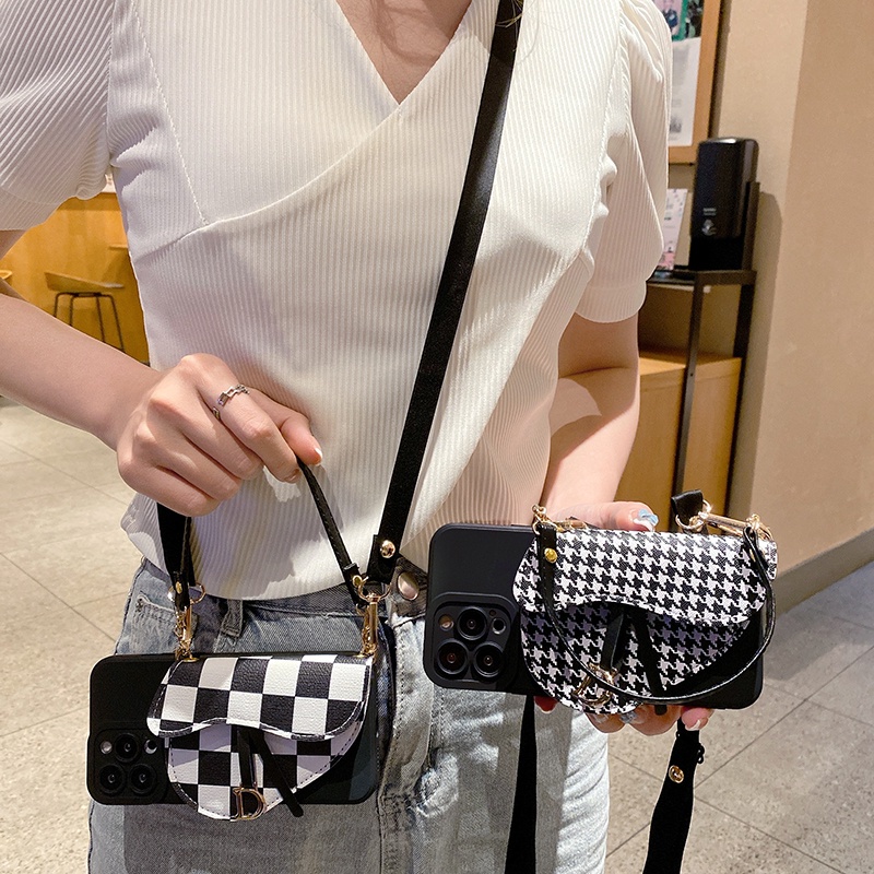 Phone Case For iphone 13 mini 12 pro max 5 5s 7 8 6 6s plus X XR XS MAX New Bag Card Holder Card Cute With Lanyard Soft Shell