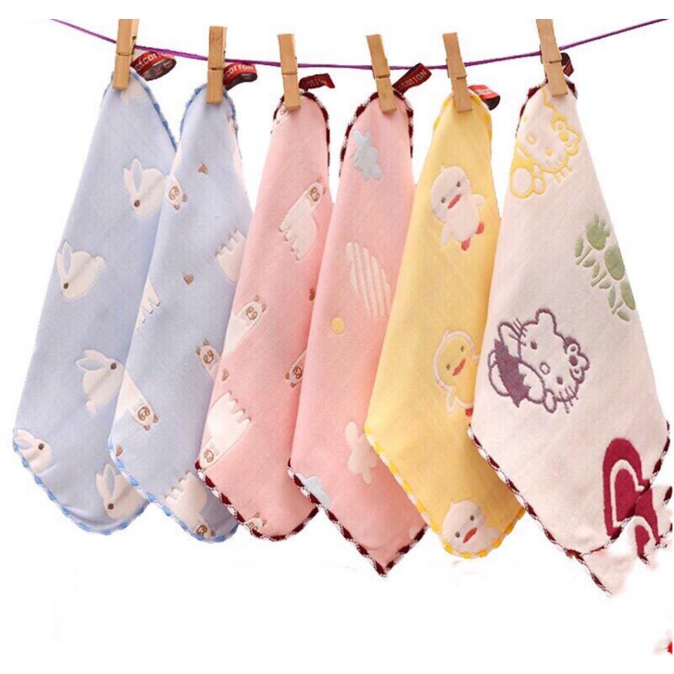 Set 5 Khăn mặt 100% cotton 6 lớp dày dặn cho bé lee lee (Việt Nam)