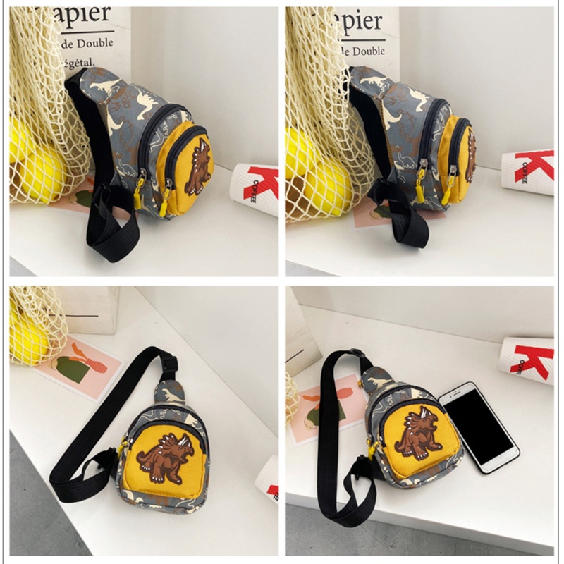 Túi Đeo Chéo Ngực Đựng Điện Thoại Hình Khủng Long Đáng Yêu Thời Trang Cho Bé Trai Và Gái