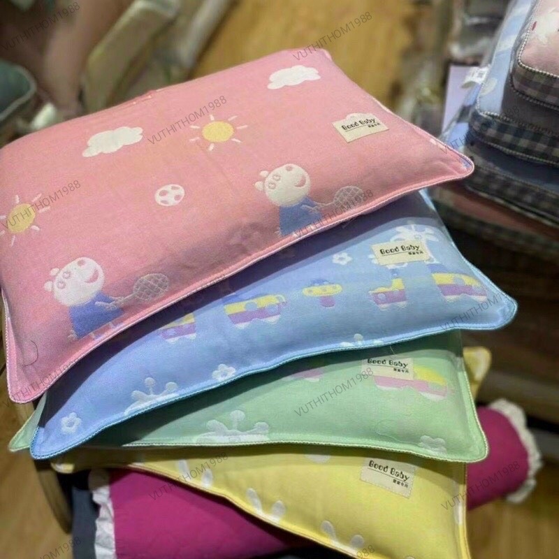 GỐI TRẺ EM COTTONG TƠ TRE XUẤT NHẬT size 35*55cm(có rãnh matxa) loại 1