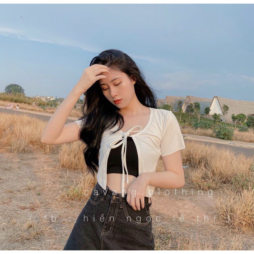 Áo Croptop ⭐ 𝑭𝑹𝑬𝑬 𝑺𝑯𝑰𝑷⭐ Áo Croptop Khoác Cột Day Tay Ngắn Phong Cách Cá Tính, Thời Trang Hàn Quốc CT41 | BigBuy360 - bigbuy360.vn