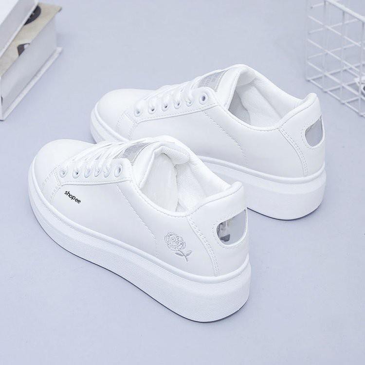 TT2 GIÀY SNEAKER NỮ, GIÀY THỂ THAO NỮ ĐỘN ĐẾ 3 PHÂN MÀU TRẮNG 1990 PHỐI DA SIÊU ĐẸP 2