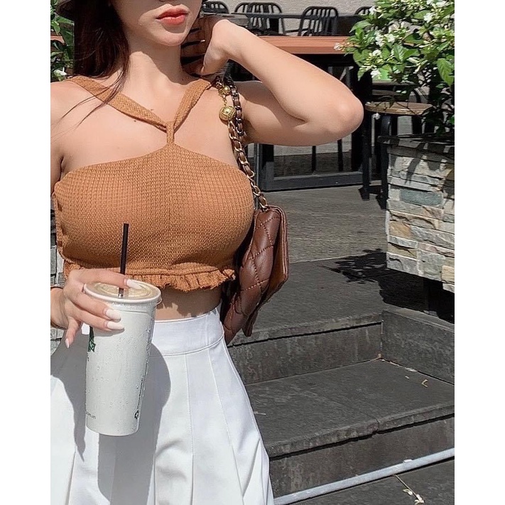 Áo Croptop Cổ Yếm Lai Bèo YA140191