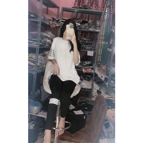 Set 4 sọc áo phông quần legging dài H2S656