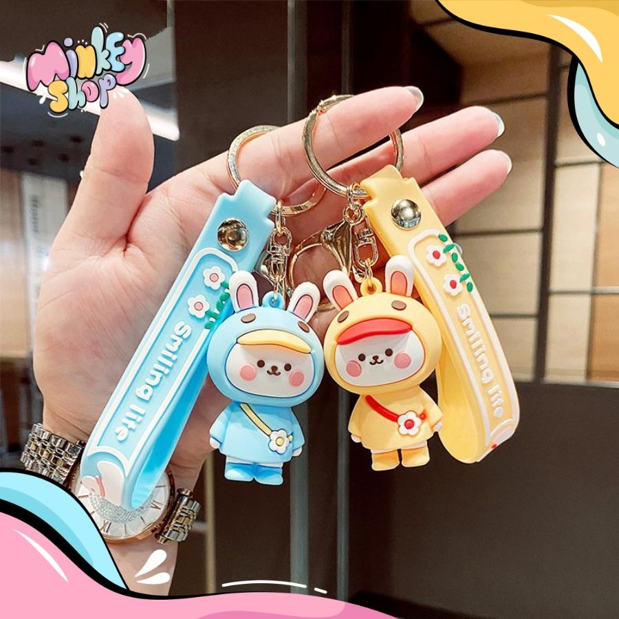 Móc Khoá Thỏ SMILING Dễ Thương Nhiều Mẫu Đáng Yêu Phụ Kiện Túi Xách, Balo, Ô tô Cute Hottrend 2022 02MKT -Minkey