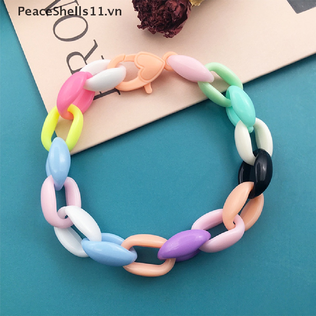 Set 100 Dây Xích Acrylic 14.5 * 9MM Nhiều Màu Dùng Làm Trang Sức DIY