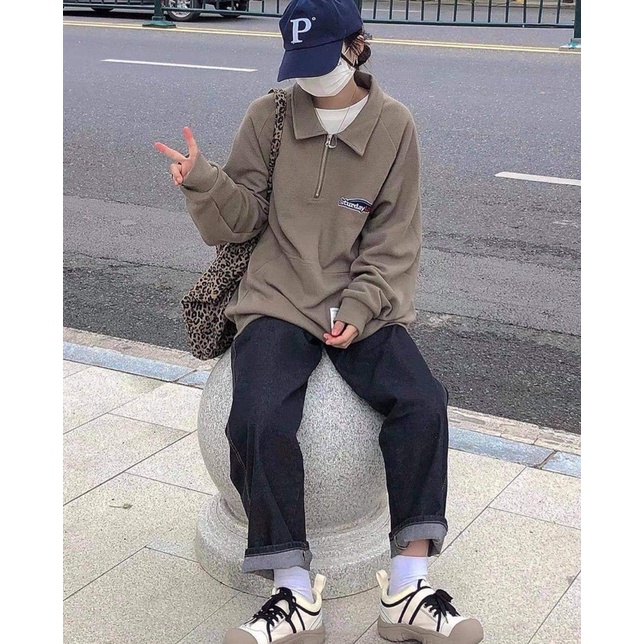 Áo Nỉ Polo Nữ [FREESHIP] 🌸 Sweater cao cổ dài tay bồng, thun hoodie form rộng cá tính Ulzzang 🌸 | BigBuy360 - bigbuy360.vn