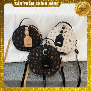[TẶNG NƯỚC HOA MINI] TÚI XÁCH NỮ ĐEO CHÉO ROUNDY DÁNG TRÒN PHỐI DA HỌA TIẾT HOA VĂN SIÊU ĐẸP KDR-TDC366