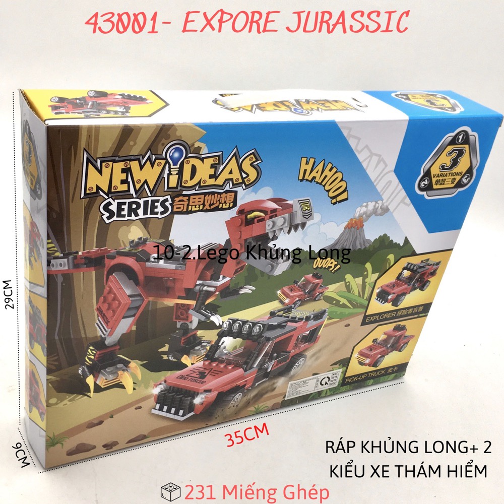 Đồ chơi tương thích LEGO  lắp ráp công viên khủng long bạo chúa, hộp xếp hình Khủng Long, Minecraft,City, Tech phát triể