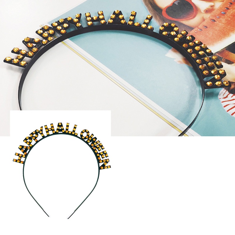 Flgo Băng Đô Đính Đá Chữ Lấp Lánh Cho Bé Gái Dự Tiệc Halloween