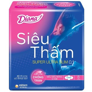 Băng vệ sinh Diana Siêu thấm Utral slim 0.1 có cánh 1 gói 8 miếng