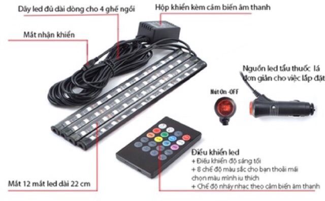 Đèn led gầm ghế ô tô 12 Chip Led Loại tốt