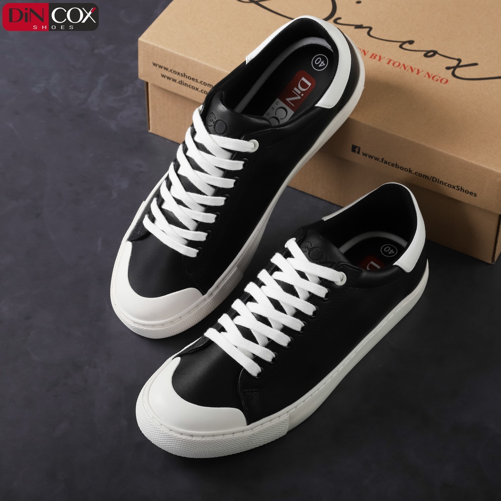 Giày Sneaker Da Nam DINCOX C13 Cách Điệu Sáng Tạo Black/White