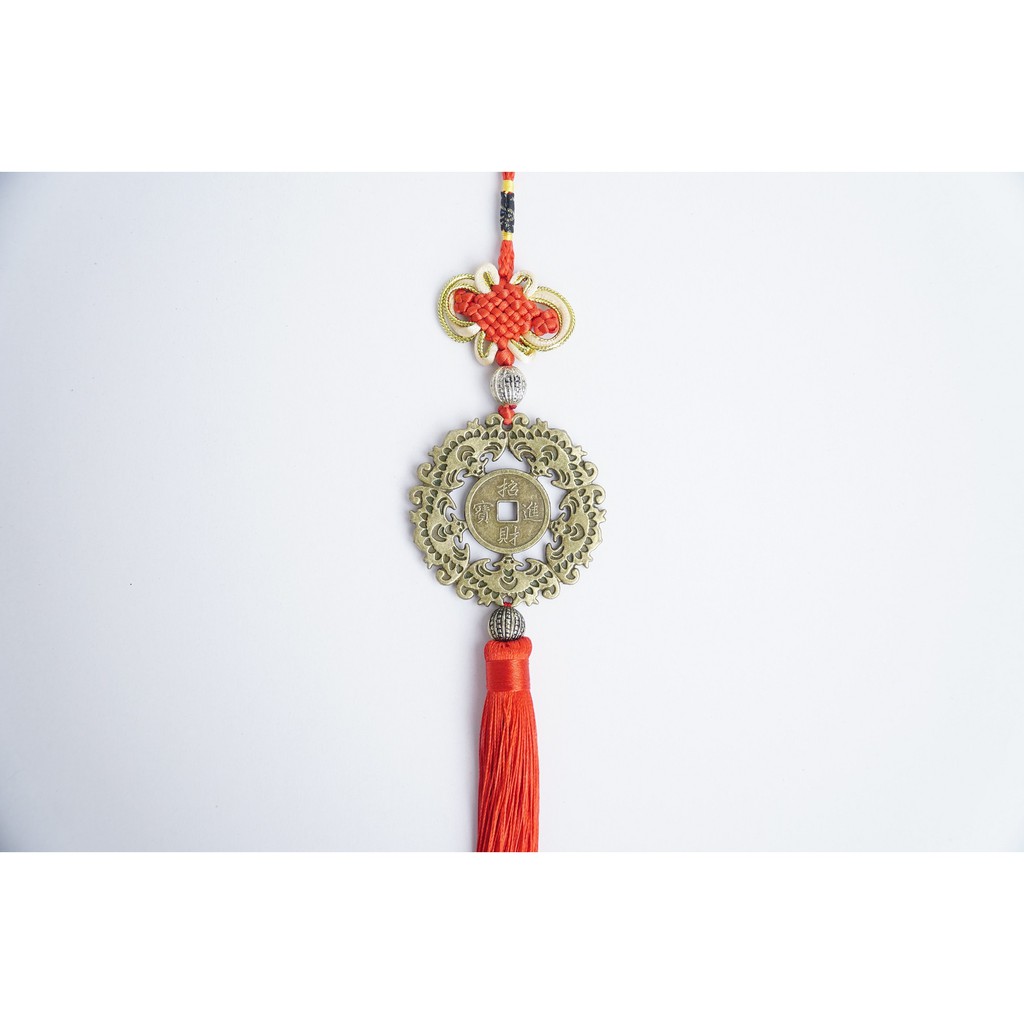 Dây treo đồng xu Ngũ Phúc Lâm Môn treo cửa nhà, treo xe tài lộc, may mắn, bình an