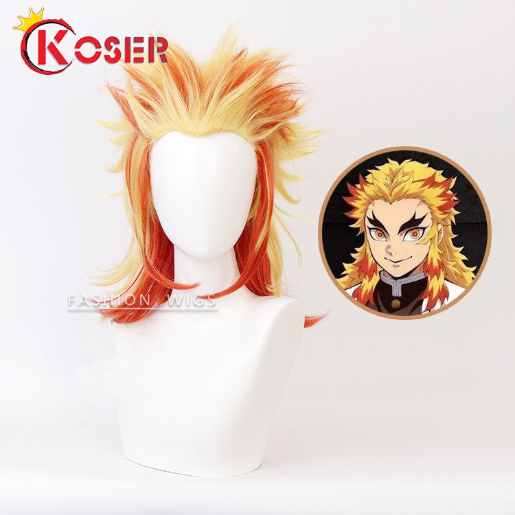 COSER KING Anime Demon Slayer：Kimetsu No Yaiba Cosplay Rengoku Kyoujurou tanjirou zenitsu Giyuu Costume Men's Costume Cosplay Wig Shoes