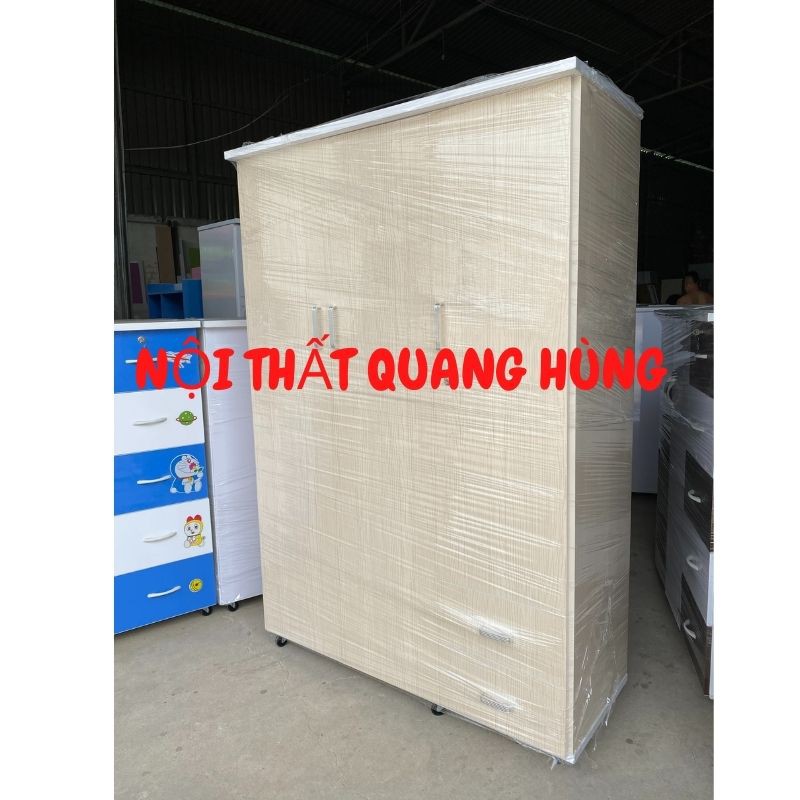 Tủ nhựa đài loan 3 cánh 2 ngăn - cao 1m7 màu trắng sồi  - Giao hàng miễn phí HCM