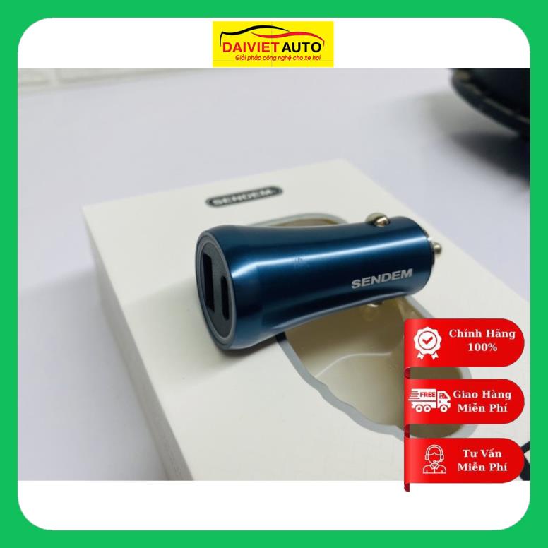 Tẩu sạc nhanh 65W Sendem D10 cho ô tô USB + Type | Đại việt auto