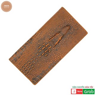 Bóp da nam dập vân cá sấu có ngăn khóa và ngăn đựng thẻ, bóp cầm tay da Pu chống nước