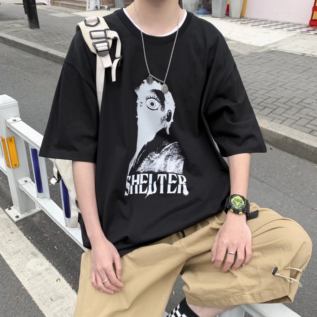 Áo Thun Tay Ngắn Dáng Rộng In Chữ Phong Cách Hip Hop Hàn Quốc Thời Trang Mùa Hè Cho Nam Size M-5XL