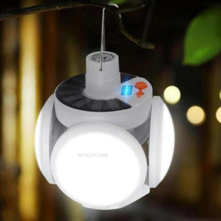 Bóng đèn tích điện ⚡FREESHIP⚡ Đèn thông minh siêu sáng, sạc năng lượng mặt trời 4 cánh, sử dụng từ 6 đến 8 tiếng