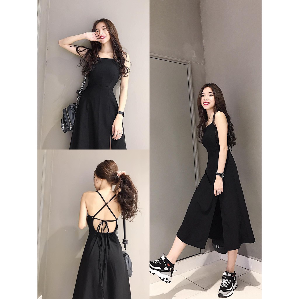 [Mã SKAMSALEP6 giảm 10% tối đa 100K đơn 150K] JUNS DRESS (ĐEN)
