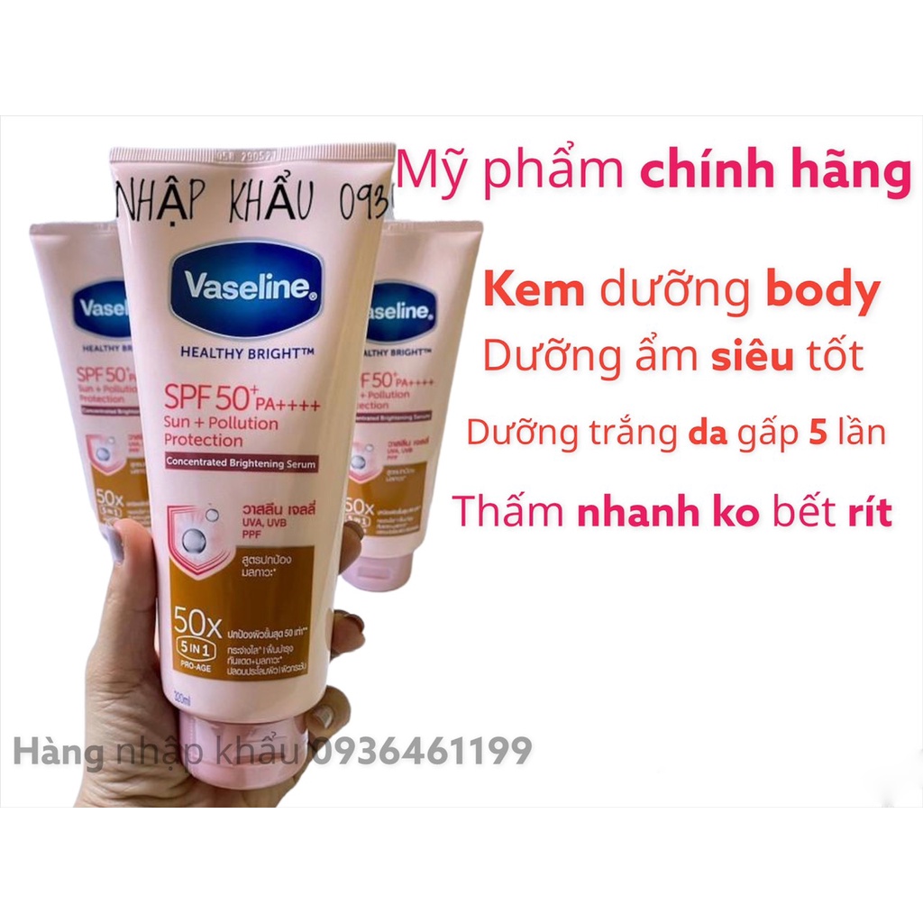 Sữa Dưỡng Thể trắng da Vaseline 50x SPF 50+ Thái Lan