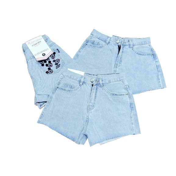 Quần sọt jean nữ mẫu trơn thêu túi