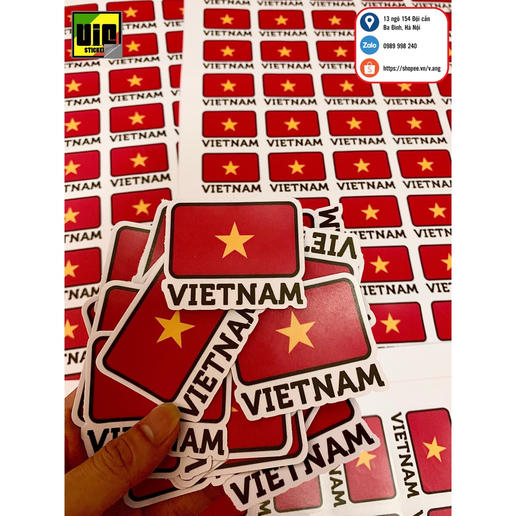 Sticker lá cờ Việt nam dán điện thoại, máy tính, nón bảo hiểm....In theo yêu cầu