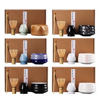 Bộ 4 dụng cụ pha trà matcha bằng gốm sứ phong cách nhật bản