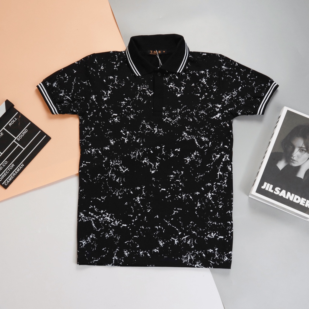 Áo Thun Nam Cổ Trụ Loang Màu Trắng Đen Chất Cotton Mềm Mịn Chuẩn Form Mặc Đẹp Thoáng Mát [NEW UNISEX]