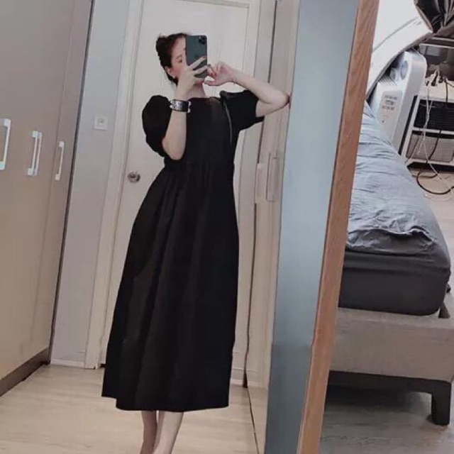 VÁY ĐEN TAY BỒNG DÁNG DÀI