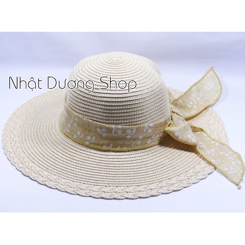 [ FREESHIP ] Mũ cói NƠ TO vành rộng 9cm, vòng đầu 57 cm - chất liệu vải cói đẹp thích hợp cho chị em phụ nữ