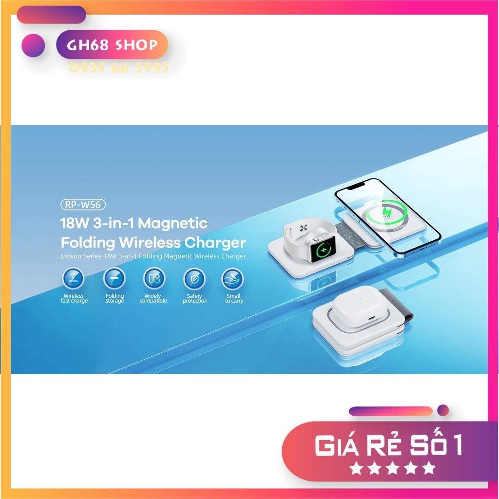 Đế sạc không dây đa năng 3 in 1 RP-W56 công suất 18W - Chính hãng REMAX