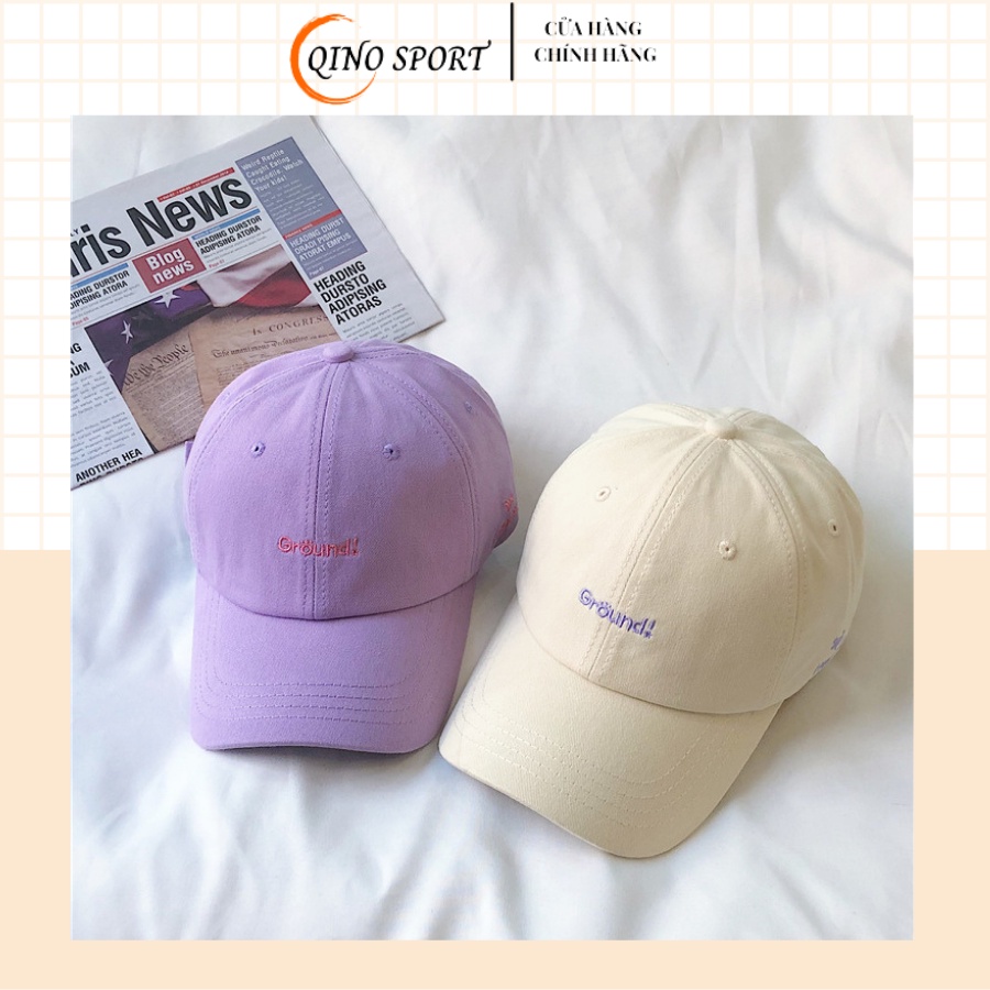 Nón unisex , nón lưỡi trai nam nữ QINO có thêu chữ Ground phong cách thể thao chất liệu cotton mềm mại 5 màu thời trang