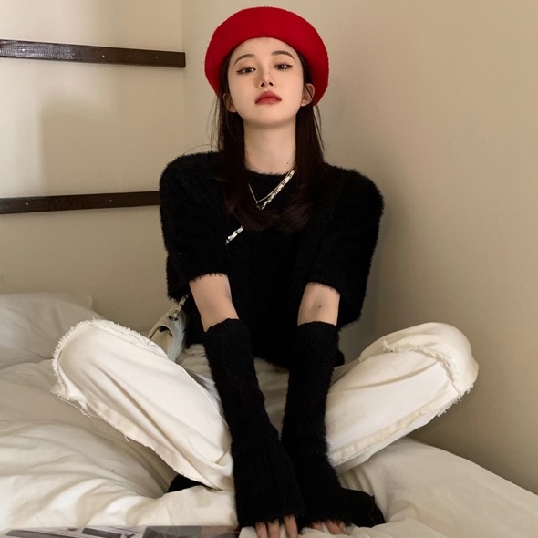 【ZHELIHANGFEI】Áo Sweater Dệt Kim Tay Dài Cổ Tròn Thiết Kế Quyến Rũ Cho Phái Nữ