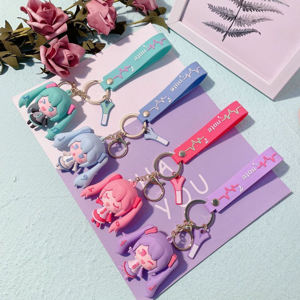 Móc khóa mặt hình nhân vật Hatsune Miku nhiều màu sắc thời trang