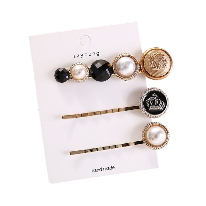 Set 3 Kẹp Tóc Hợp Kim Đính Ngọc Trai Giả Phong Cách Nhật Bản