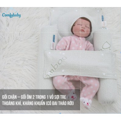 Gối chặn sợi tre bamboo Comfybaby CFN02 - set gối ôm sợi tre kháng khuẩn cho bé