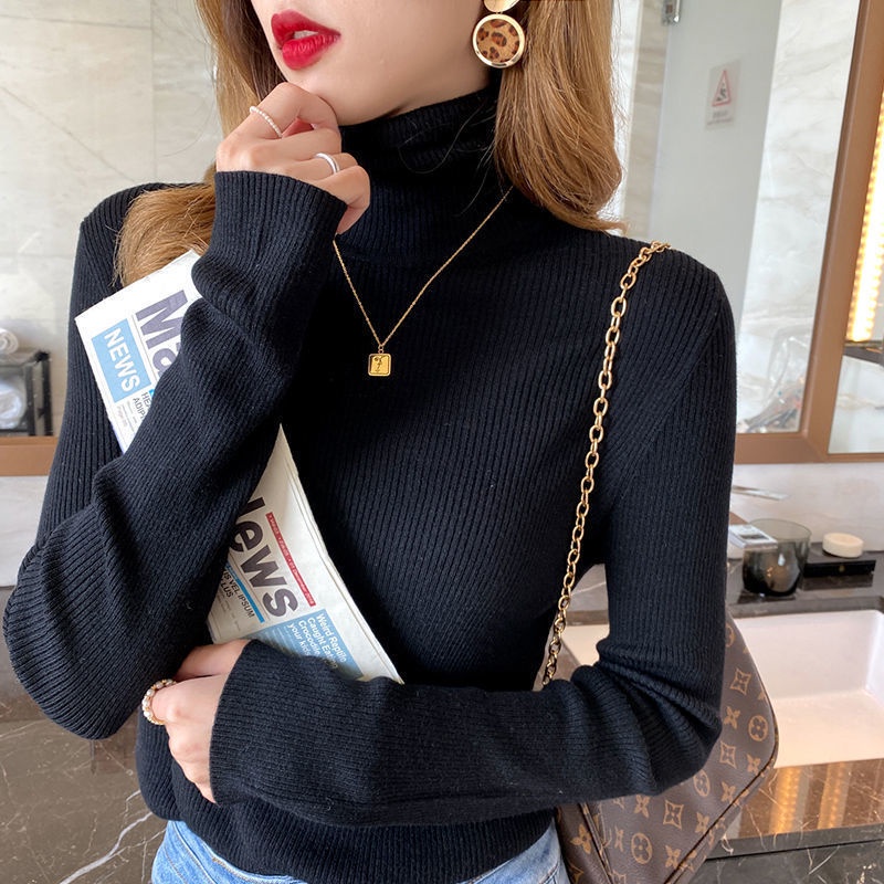 Áo dệt kim cổ lọ dày dặn thời trang nữ thu đông 2021