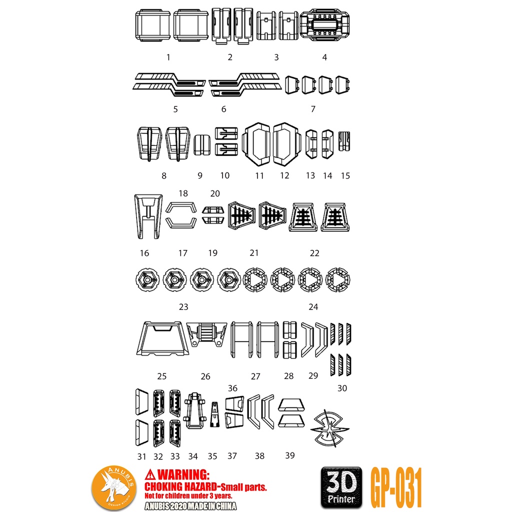 PHỤ KIỆN MOD ANUBIS - CHI TIẾT NHỰA MÔ HÌNH IN 3D CHO MG 1/100 STRIKE FREEDOM - GP031